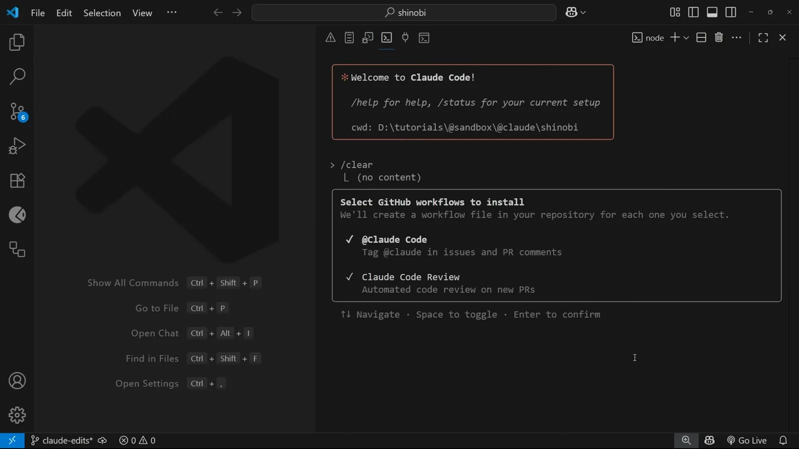 Claude Code Select GitHub workflows to install step with both @Claude Code for tagging claude in issues and PR comments and Claude Code Review for automated code review on new PRs ticked