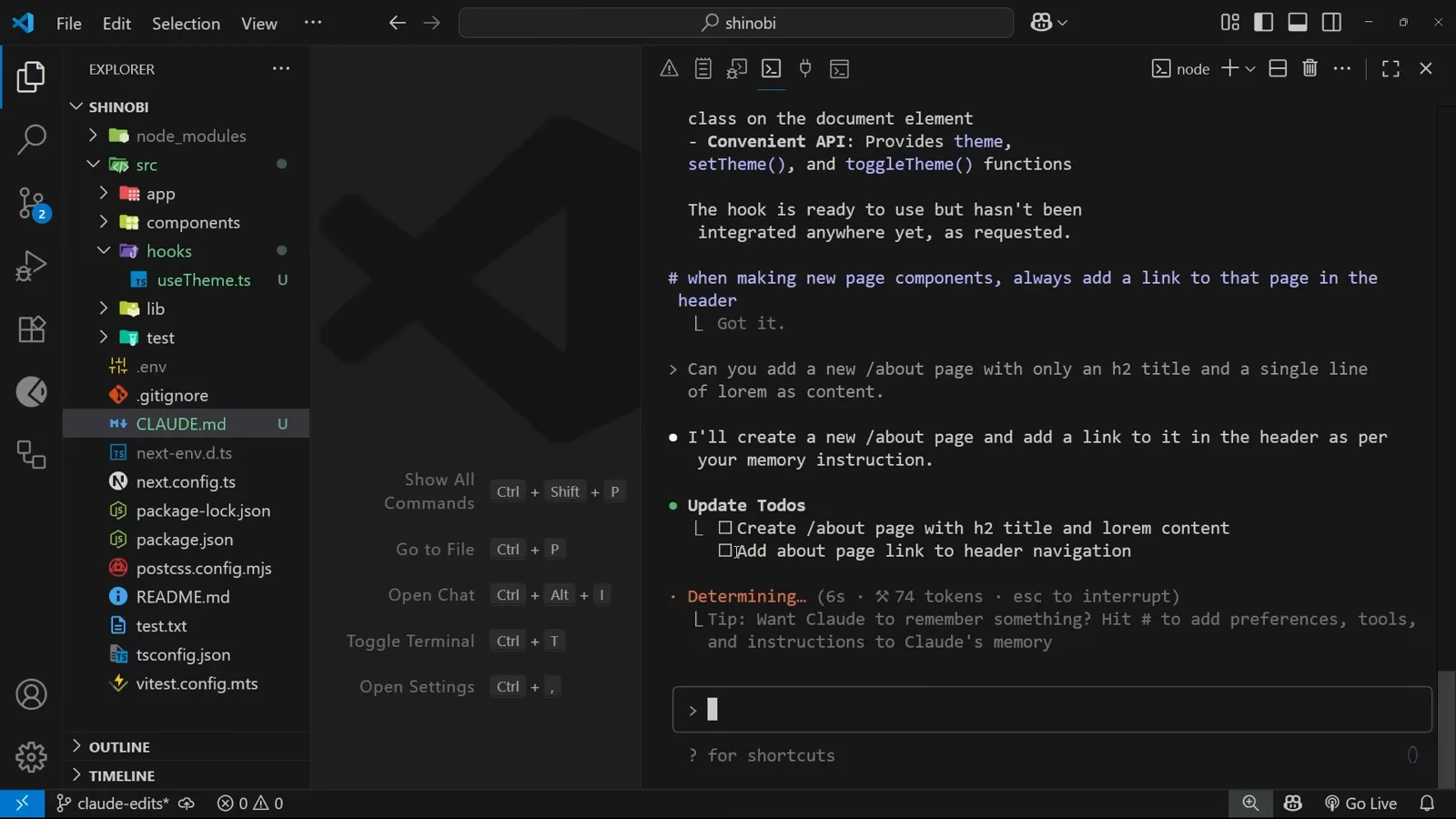 Saved, and Claude says so out loud Claude Code confirming a hash memory with Got it and surfacing the built-in tip that pressing # adds preferences, tools and instructions to Claude memory